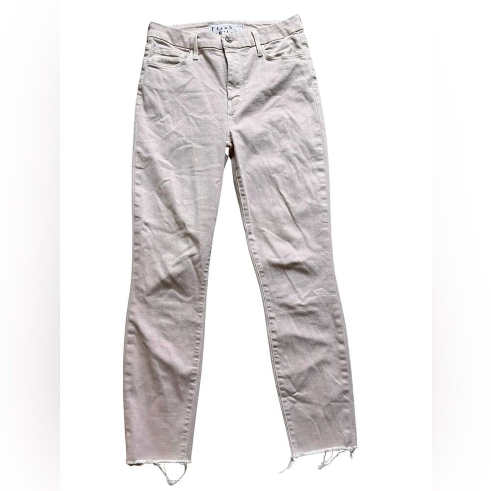 Frank & Eileen Sligo Skinny Mid Rise Jeans Womens 28 Pink Cotton Stretch Raw Hem